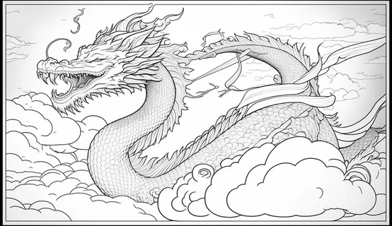 龙、生肖、节日、线条