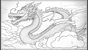 龙、生肖、节日、线条