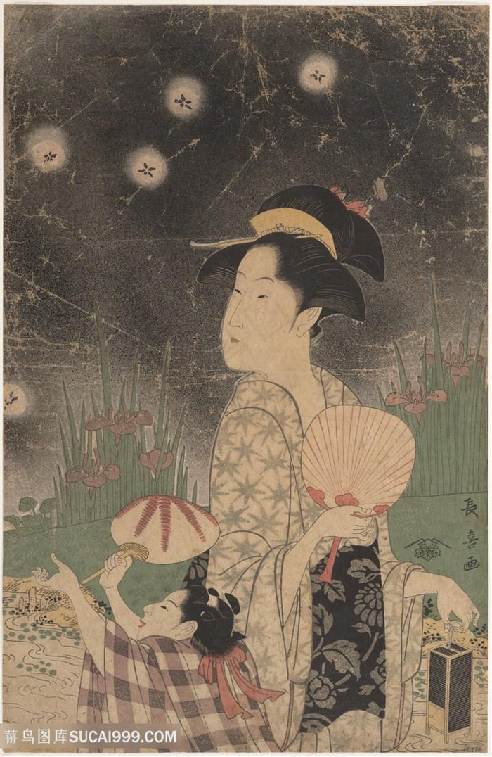 喜多川歌磨唯美日本贵妇插画