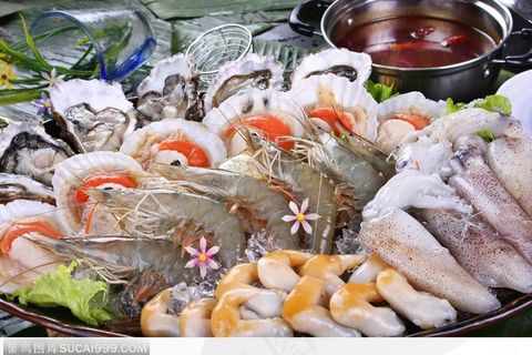 海鲜杂烩冷盘-基围虾、蛤蜊、墨鱼 海鲜杂烩冷盘-基围虾、蛤蜊、墨鱼