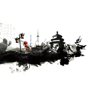 山水画素材中国风水墨画素材元素中国画