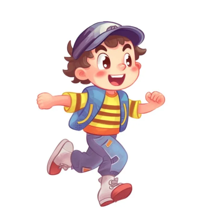 卡通男孩奔跑(1024x1072)