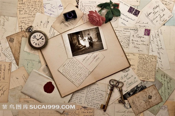 复古信件与照片高清图片