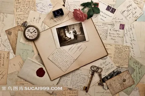 复古信件与照片高清图片
