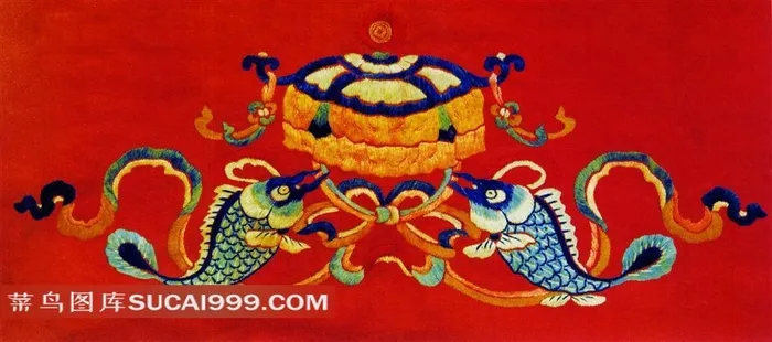 精美的鱼图案刺绣素材