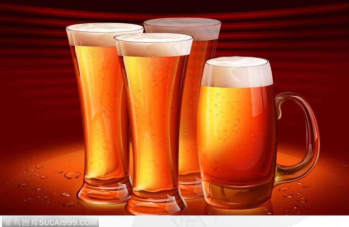 精致手绘装在啤酒杯里的啤酒