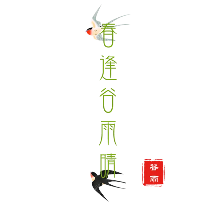 谷雨字体插画
