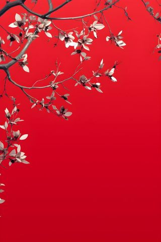 树枝简约红色背景