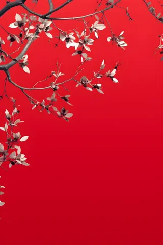 树枝简约红色背景
