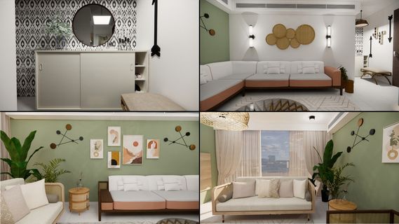 北欧简约现代艺术风格室内设计客厅沙发场景(20)