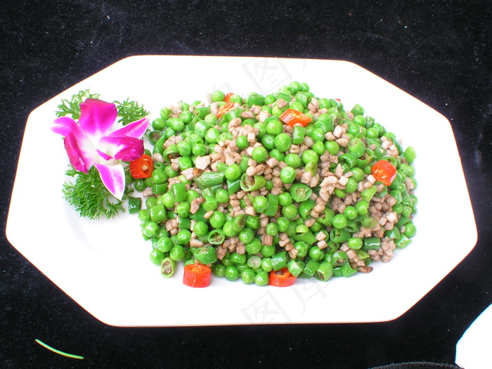 3007杭椒肉碎炒豌豆