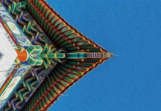 手绘古建筑屋檐