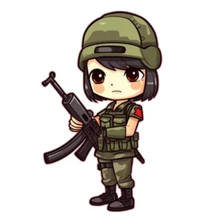 士兵军人拿着枪卡通免抠