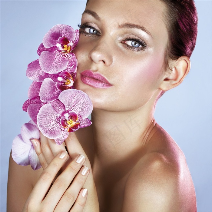 超美丽的兰花和美女美容图片