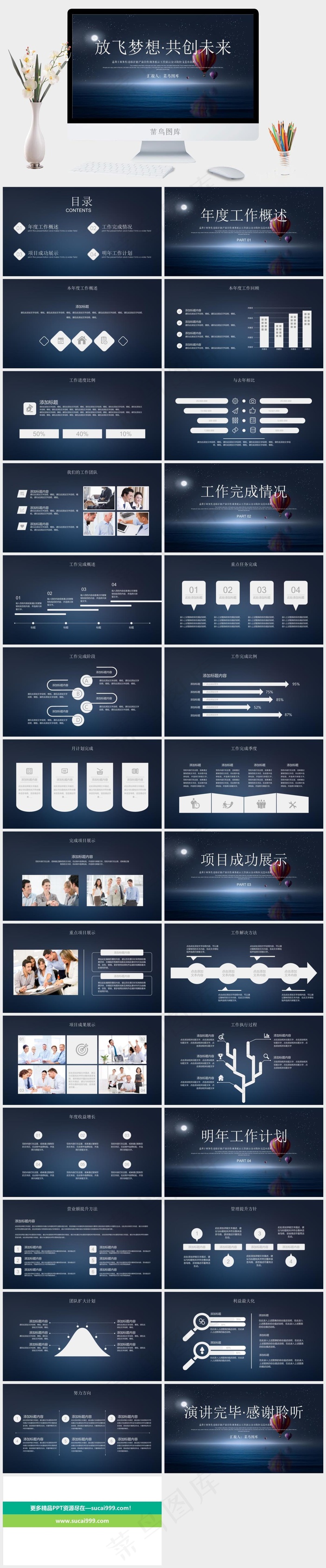 放飞梦想共创未来商务工作报告演讲ppt