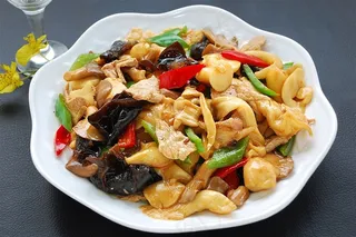 肉炒杂菌菇美食素材