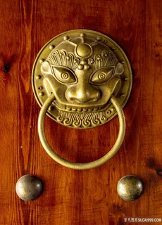 古庙兽面门环图片
