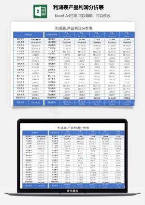 利润表产品利润分析表