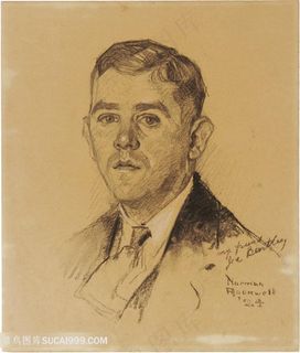 诺曼 · 洛克威尔手绘男士素描装饰画