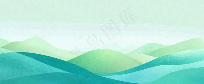 阳光明媚绿色的山坡卡通手绘春天(1712x704)