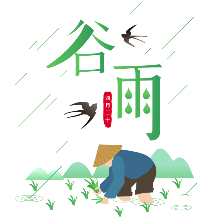 二十四节气谷雨农民插秧