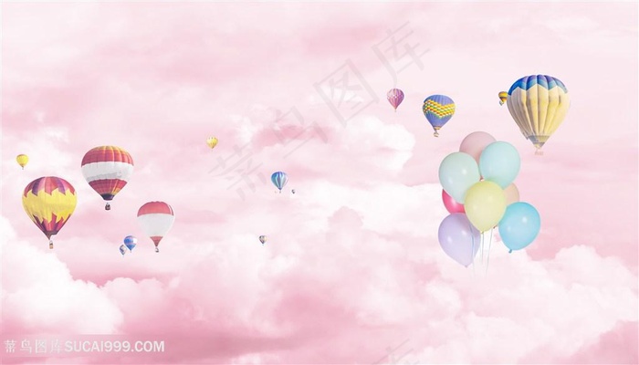 唯美背景热气球气球云层云海