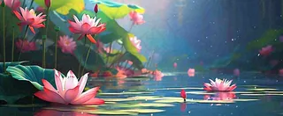 夏天荷花池荷叶池塘，夏至小暑大暑