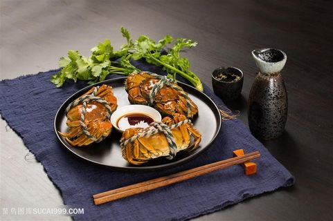 大闸蟹清酒摄影海鲜图片