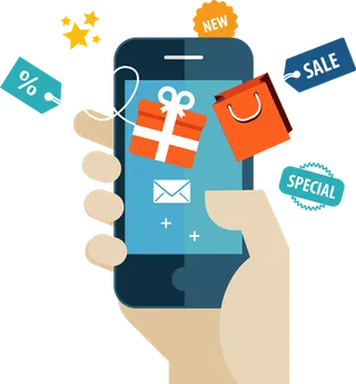 网上购物卡通简笔科技kv主视觉素材