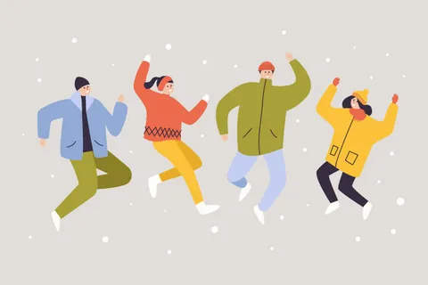 冬天服饰服装冬装穿冬装保暖冬季卡通人物男女装Ai矢量图片素材