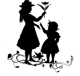 卡通母女剪影素材