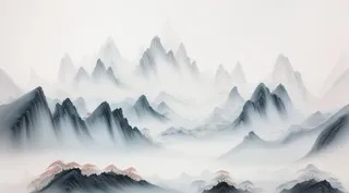 大气写意中国传统水墨画山水插画壁纸忘忧