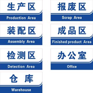 蓝色车间工作室仓库办公司标示牌CDR矢量图