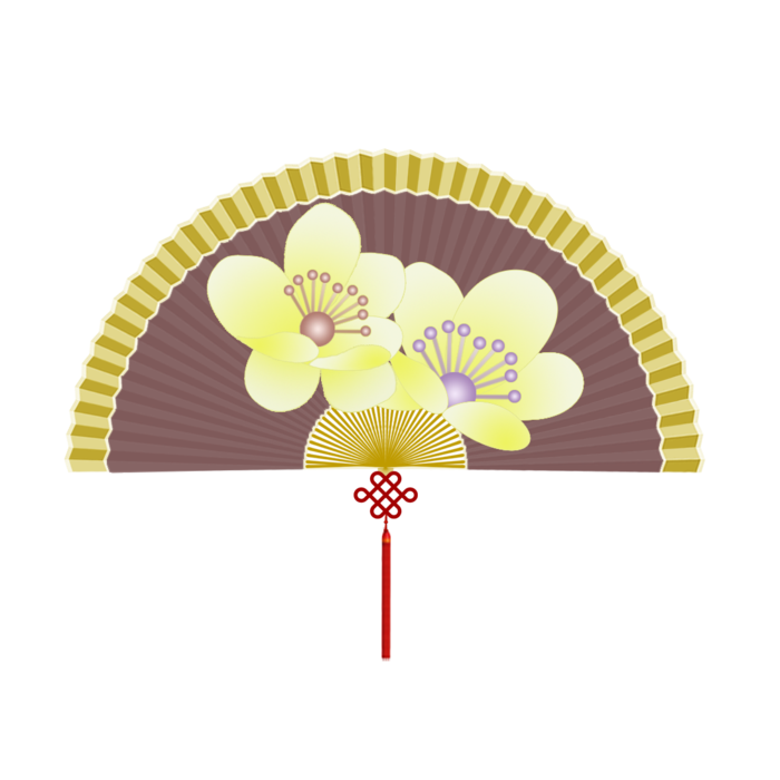 桃花扇子PNG免扣素材