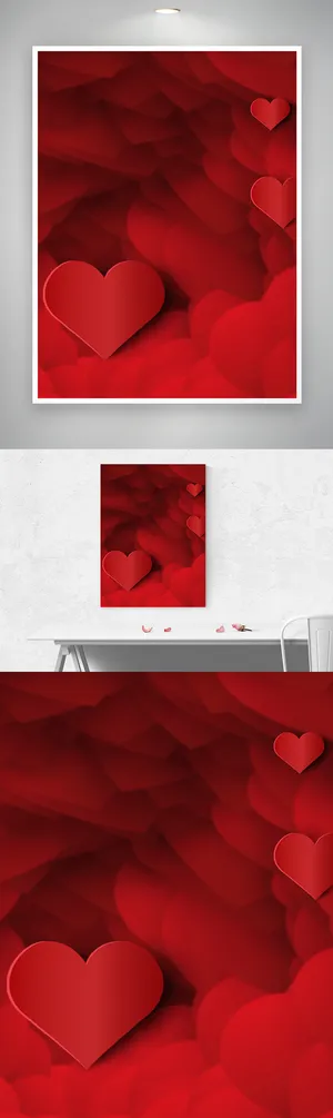 简洁红色爱心背景模板