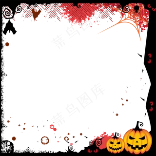 万圣节边框南瓜元素红黑色节日边框
