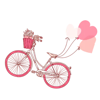 粉色爱心自行车情人节