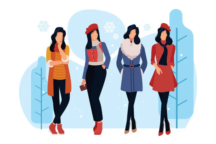 冬天服饰服装冬装穿冬装保暖冬季卡通人物男女装Ai矢量图片素材ai矢量模版下载