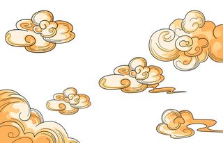 中国风国潮祥云插画手绘云彩图案海报云层装饰背景PSD设计素材