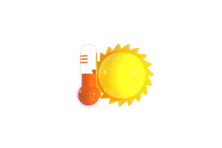 创意C4D高温橙色预警天气图标3D立体模型