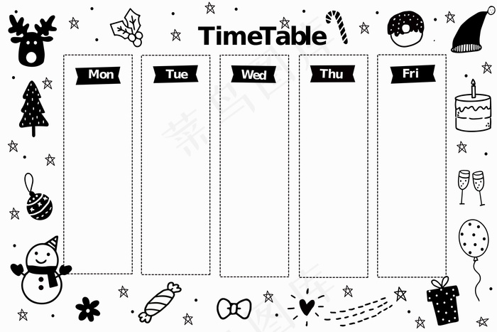 圣诞节元素空白时间表图片