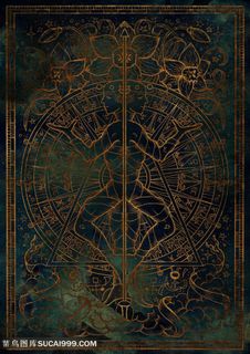 金属金箔纹理十二宫绘画图片