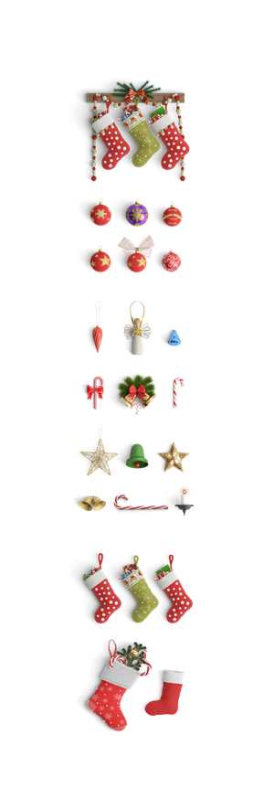 圣诞节Christmas花环小挂件配饰素材_免扣png_节日元素 拷贝