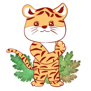 卡通小老虎PNG免抠插画素材可爱动物老虎插画贴图PNG免抠设计素材