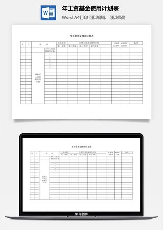 年工资基金使用计划表word模板