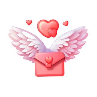 爱心白云信封情人节免抠