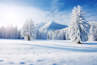 冬天雪景森林雾凇白雪摄影图