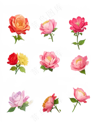 红色 粉色 手绘 免抠 PNG 玫瑰 花 素材4