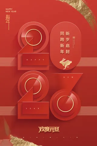 兔年 兔年吉祥2023年海报展板