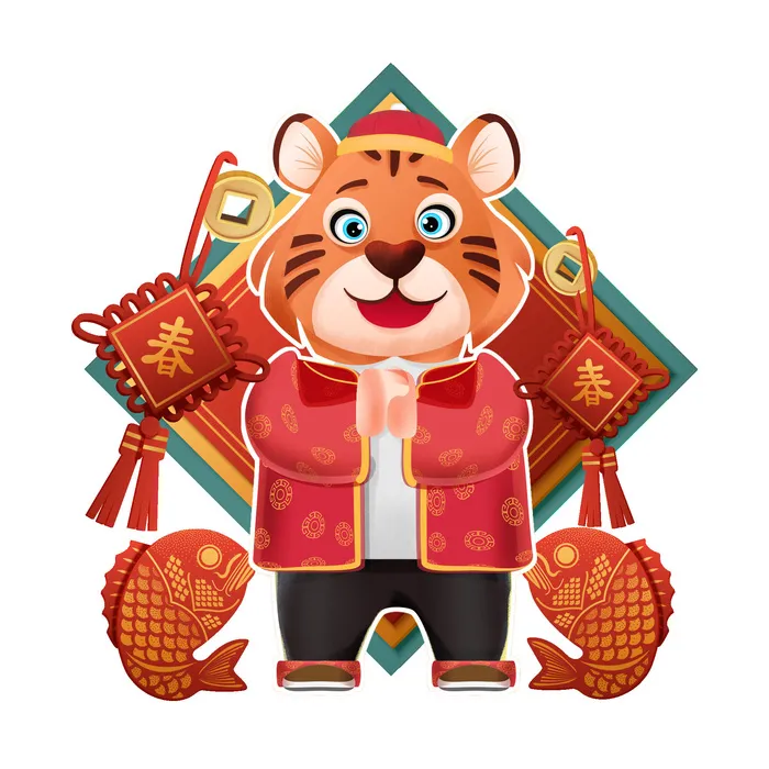 PNG免扣2022虎年新年春节元旦卡通老虎形象图片插画PSD设计素材psd模版下载